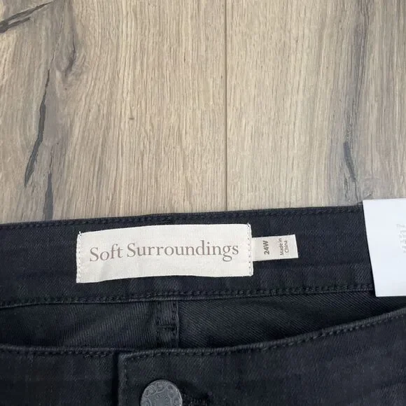 NEW Soft Surroundings 24W Ultimate Denim Straight Leg Jeans Black Wash Stretch - Picture 7 of 10